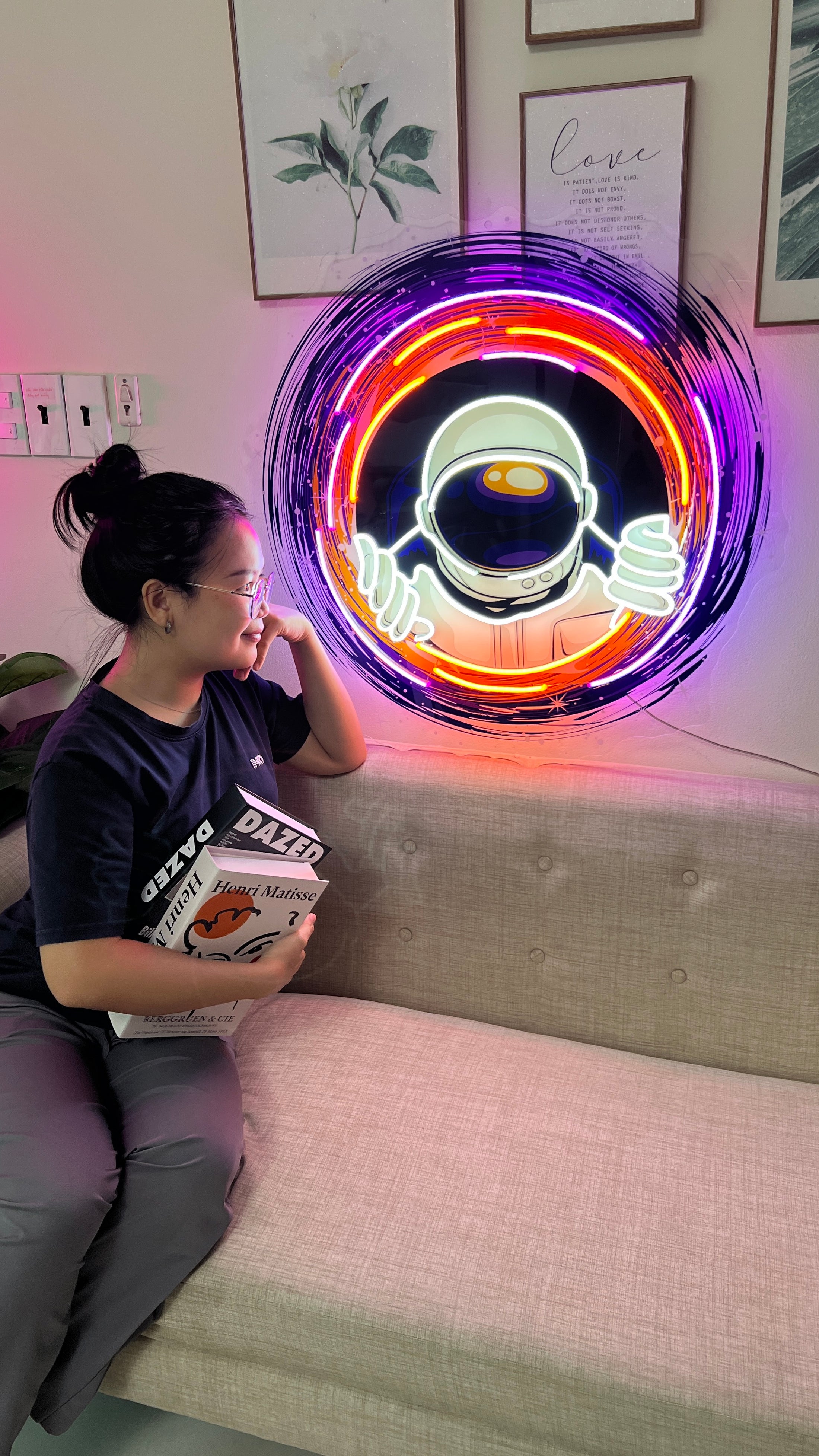 Astronauts Black Holes LED Neon Sign Light Pop Art