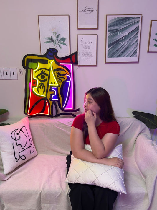 Colorful Girl Painting Abstract Art LED Neon Sign Light